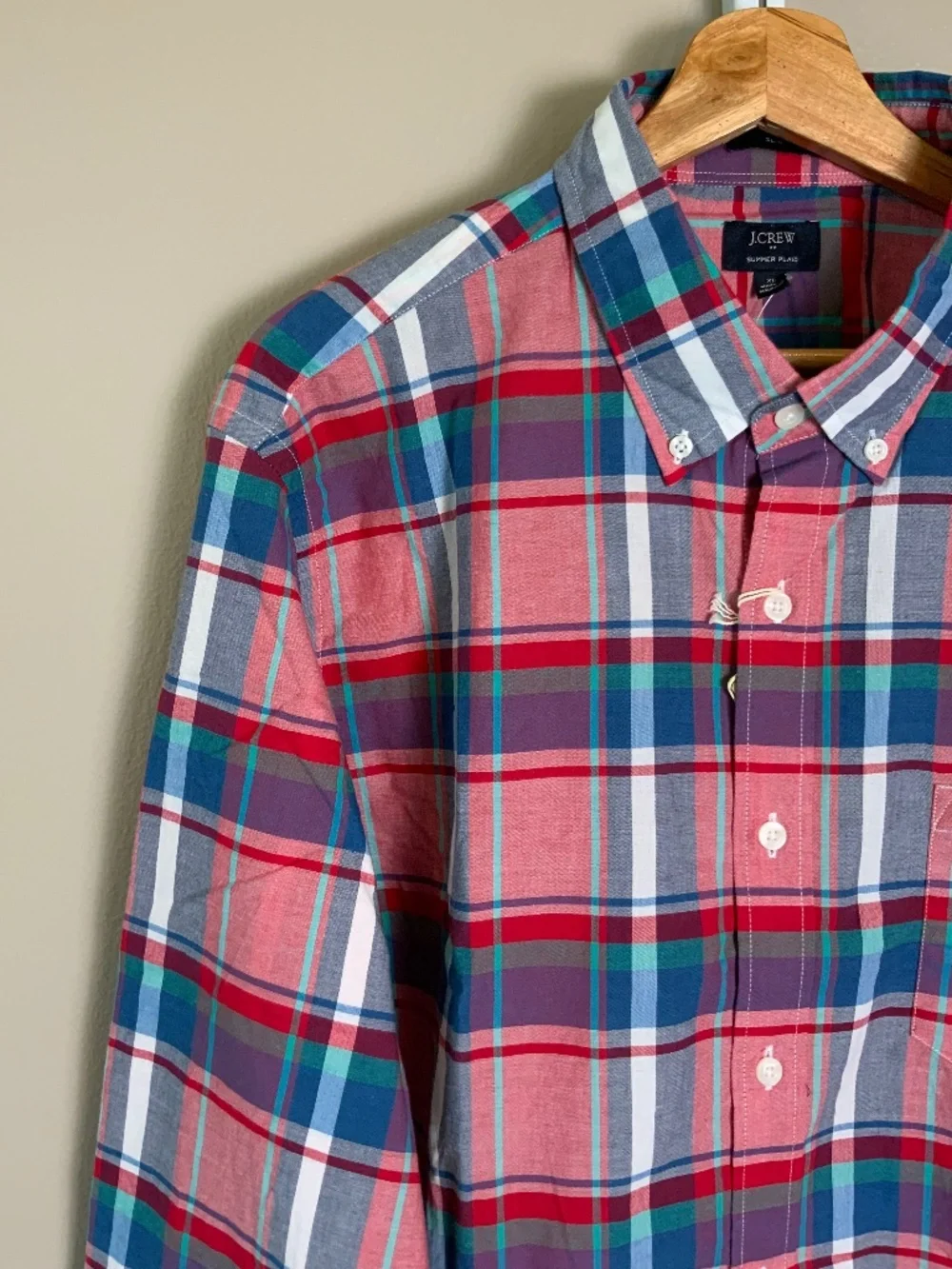 J. Crew Slim Summer Plaid Button Down Oxford Shirt